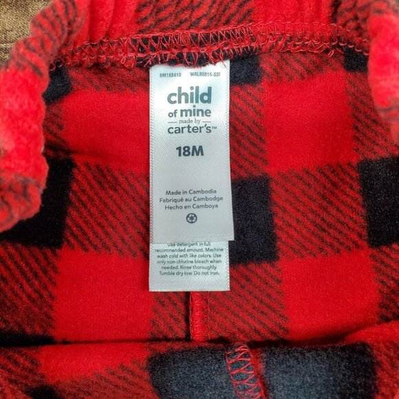 Two Piece Longsleeve Pajamas 18‎ Months Black Red Dog Holiday Winter Carters - Picture 8 of 8